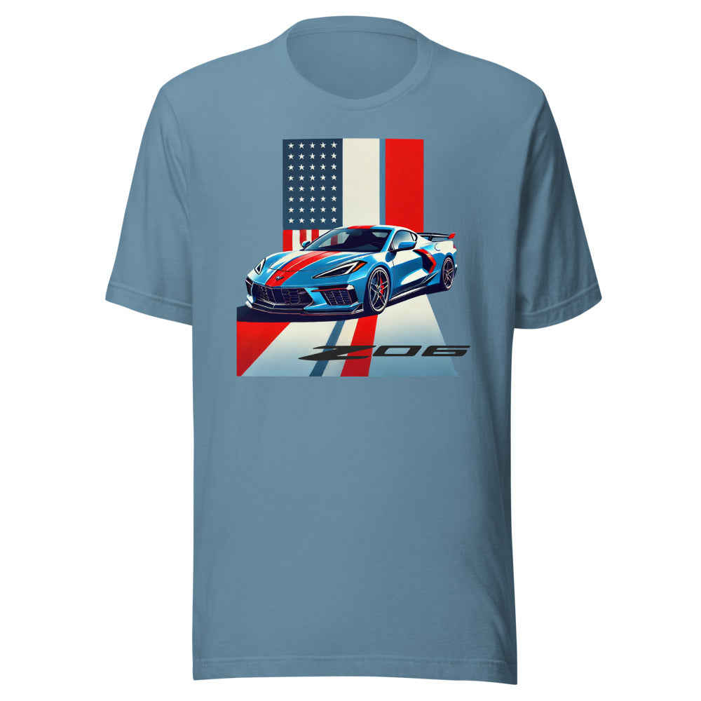 American Supercar C8 Corvette Z06 t-shirt for 8th Gen Vette Drivers Patriotic Tee