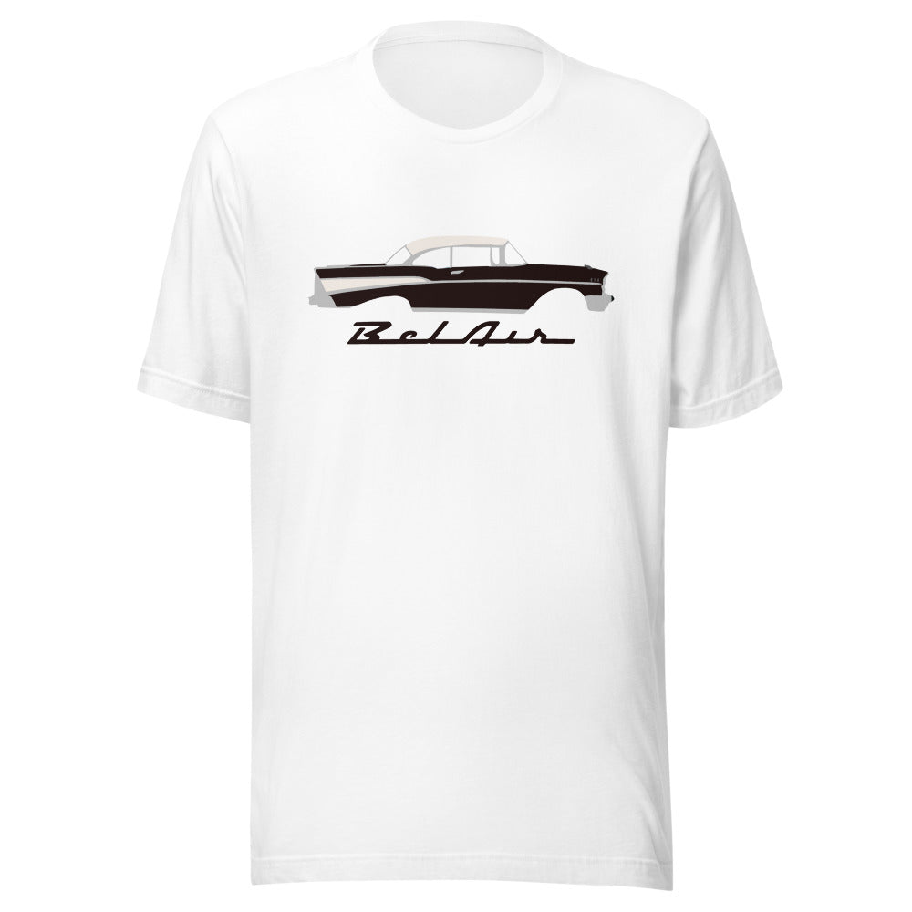 1957 Bel Air Onyx Black Antique 57 Chevy Classic Car Graphic Unisex t-shirt