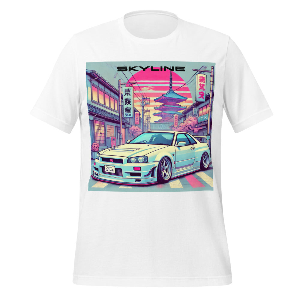 Tokyo Sunset R34 Skyline GT-R t-shirt for JDM Japanese Car Fans GTR Tee