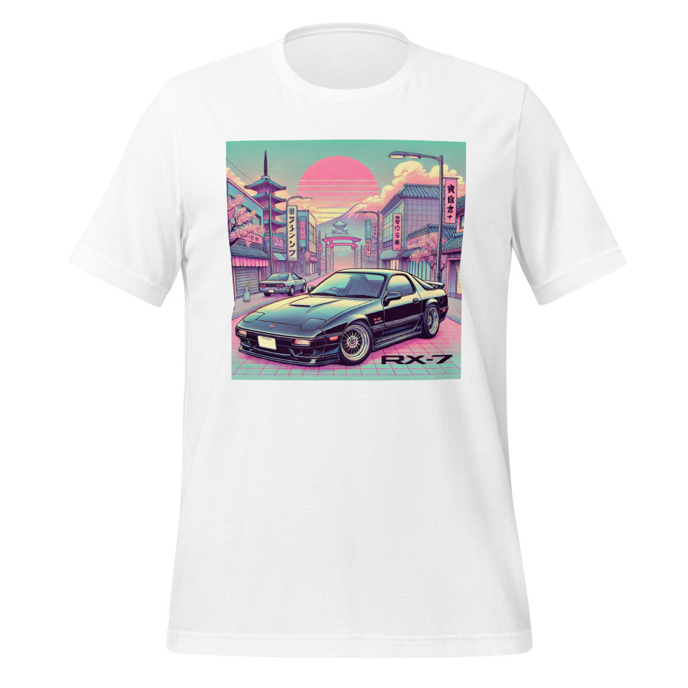 Tokyo Sunset Retro RX7 t-shirt for 90s JDM Japanese Tuner Car Fans Gearheads RX-7 Tee