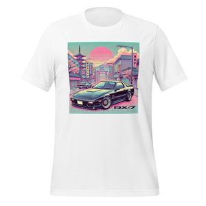 Tokyo Sunset Retro RX7 t-shirt for 90s JDM Japanese Tuner Car Fans Gearheads RX-7 Tee