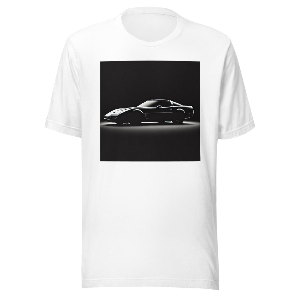 Corvette C4 Unisex t-shirt Fourth Gen Vette Black and White Silhouette Art Graphic Tee