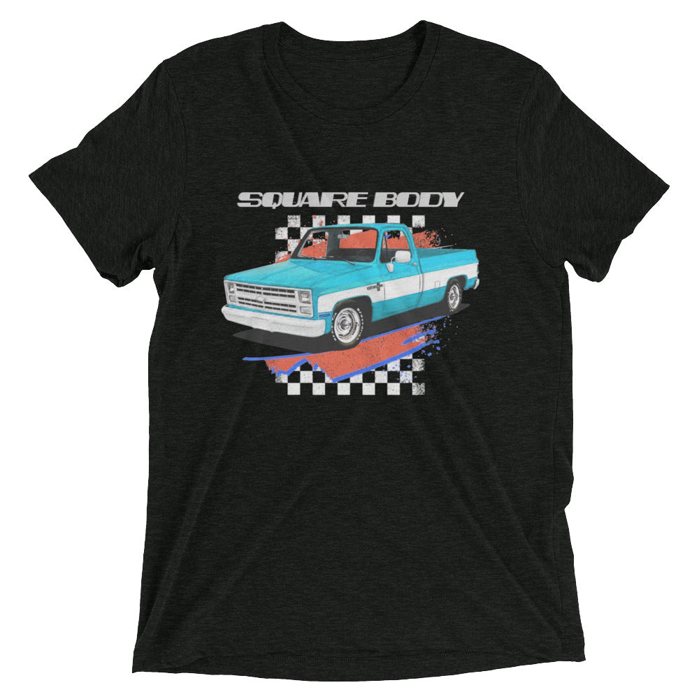 Old School Car Truck Graphic Retro Chevy C10 Square Body Pickup 80s Nostalgia - tri blend shirt