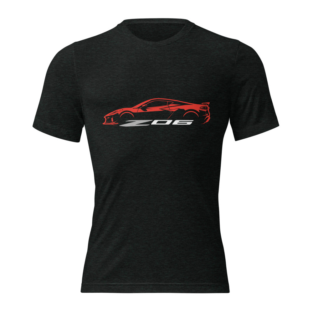 2024 2025 Corvette C8 Z06 Torch Red Silhouette 8th Generation Vette Drivers Custom Short sleeve tri-blend t-shirt