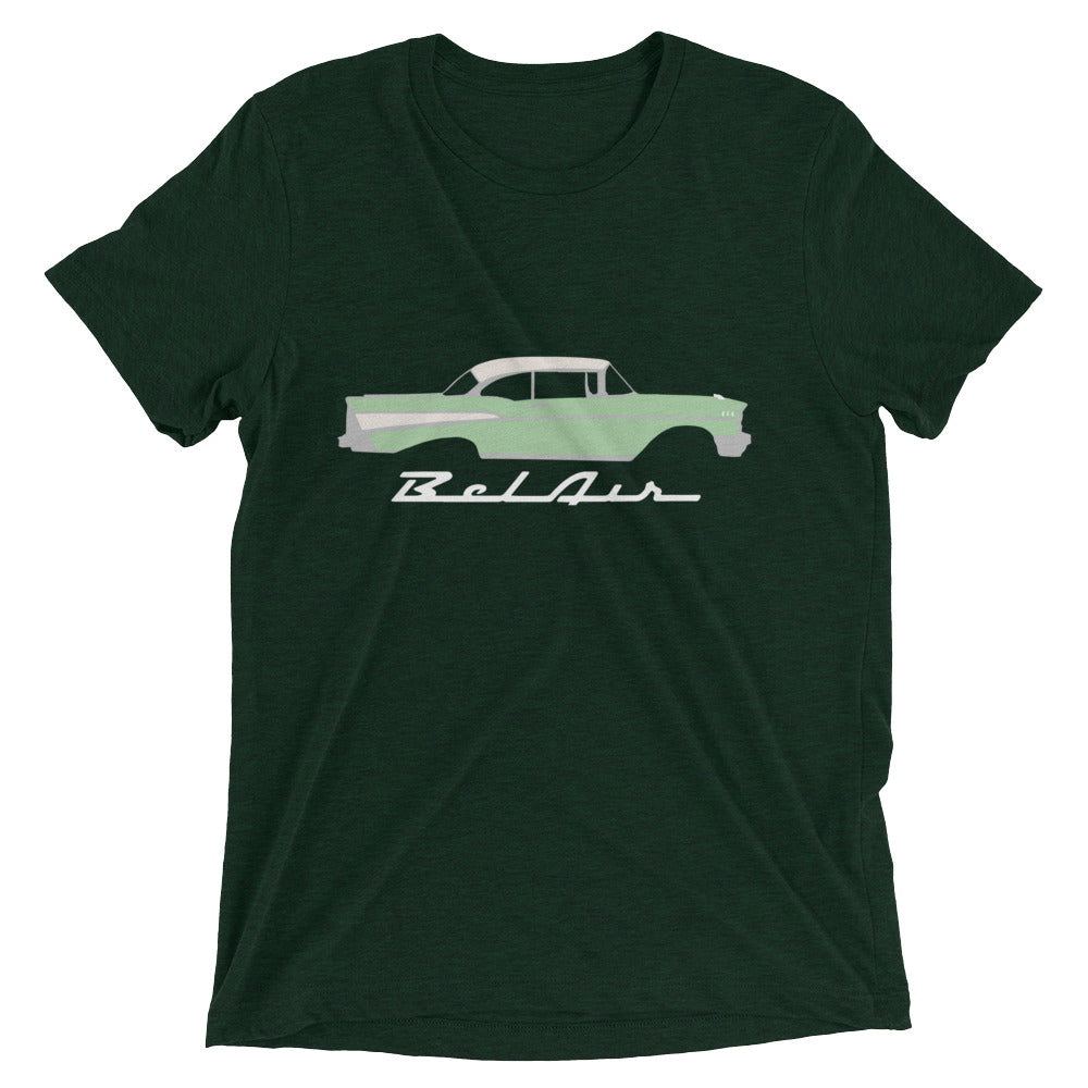 1957 Bel Air Surf Green Hardtop Antique 57 Chevy Classic Car Graphic Short sleeve tri-blend t-shirt