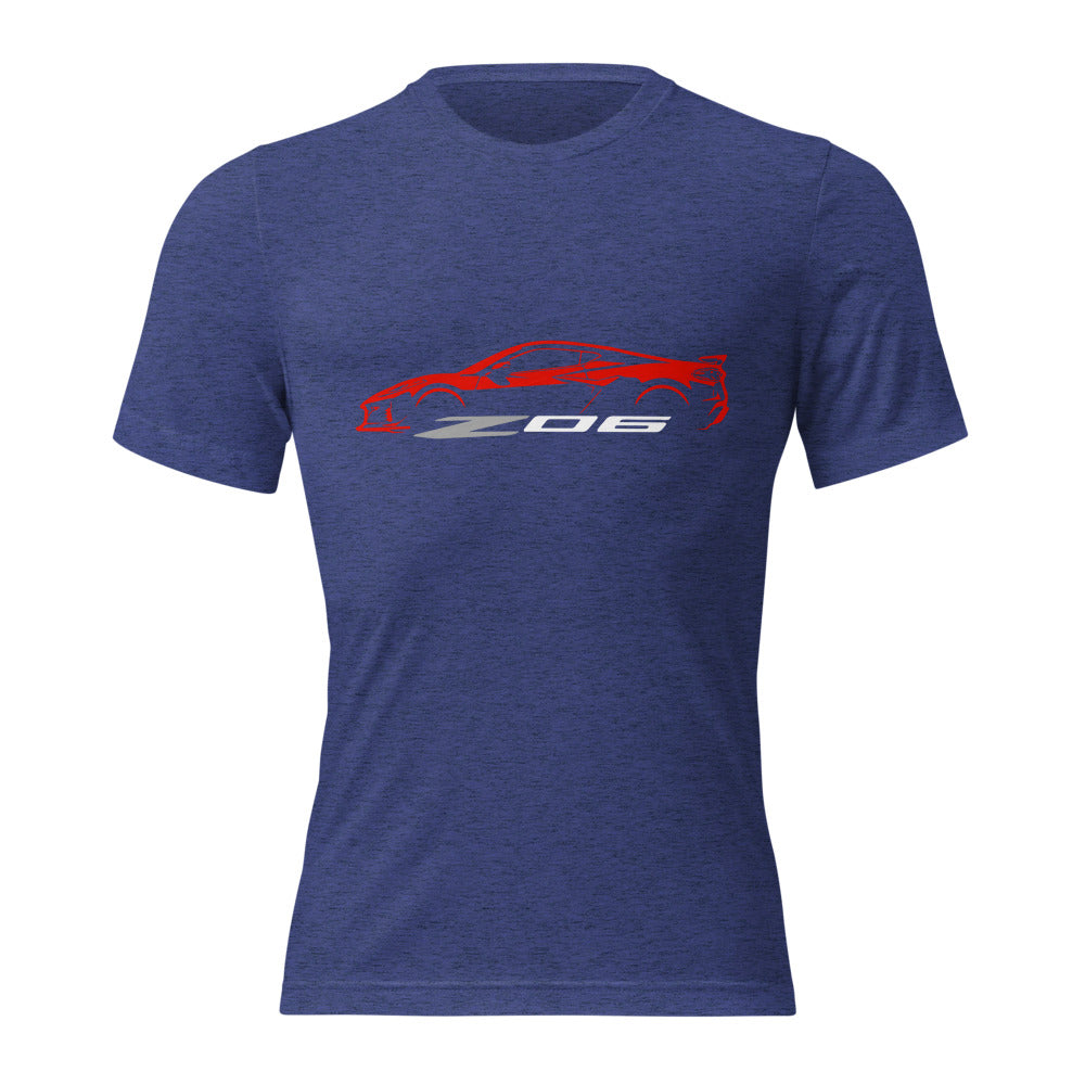 2024 2025 Corvette C8 Z06 Torch Red Silhouette 8th Generation Vette Drivers Custom Short sleeve tri-blend t-shirt