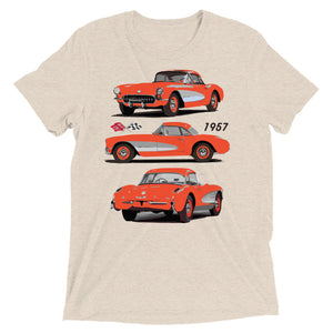 1957 Corvette C1 Venetian Red Antique American Classic Car Owners Short sleeve tri-blend t-shirt