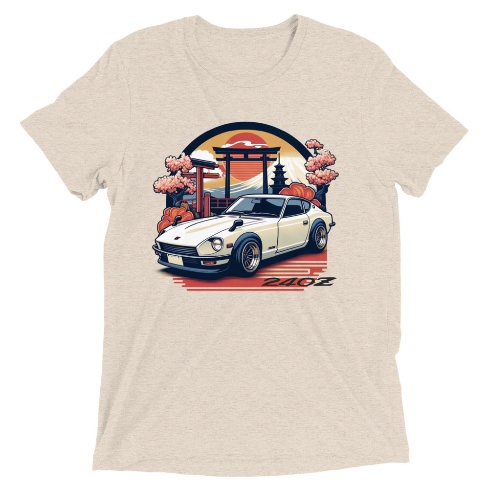 Vintage Japanese Aesthetic Datsun 240z tri-blend t-shirt for JDM Lovers Japan Car Culture Tee