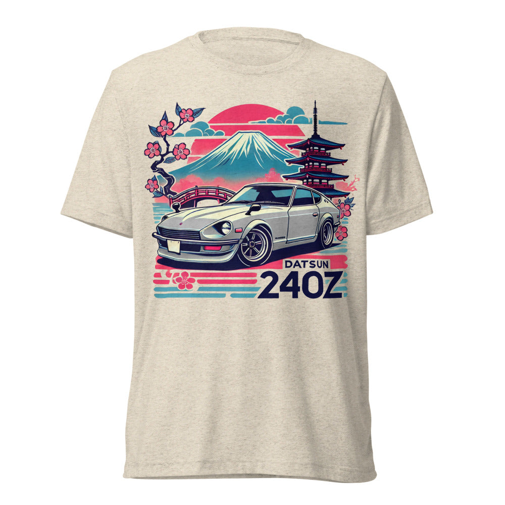 Retro Japanese Datsun 240z t-shirt for Vintage JDM Car Culture Fans tri-blend Tees