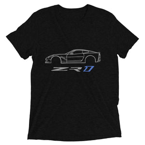 C7 Vette ZR1 Outline Line Art Car Meet Custom tri-blend t-shirt