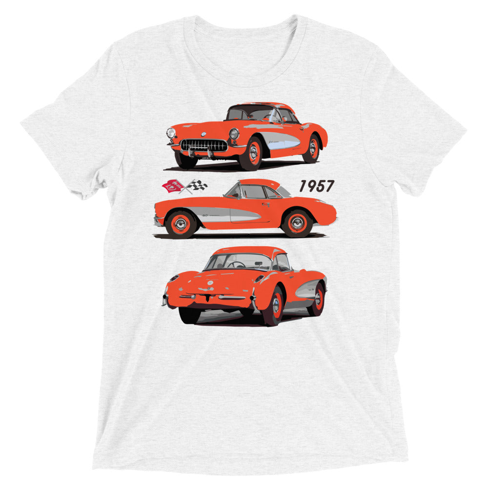 1957 Corvette C1 Venetian Red Antique American Classic Car Owners Short sleeve tri-blend t-shirt