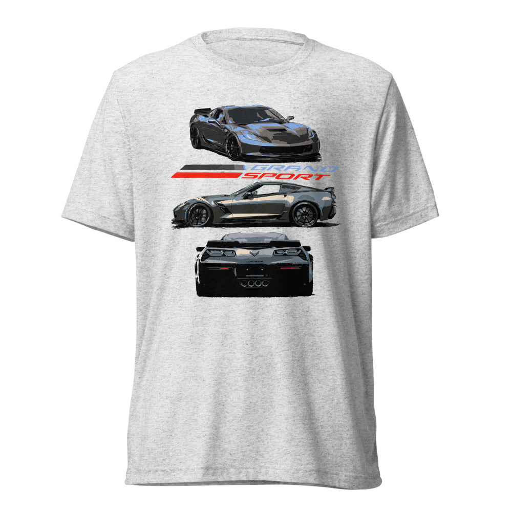 2017 Corvette C7 Grand Sport Vette Drivers Custom Art Short sleeve tri-blend t-shirt