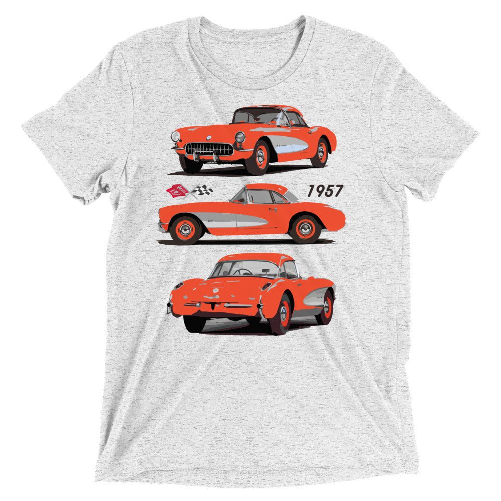 1957 Corvette C1 Venetian Red Antique American Classic Car Owners Short sleeve tri-blend t-shirt