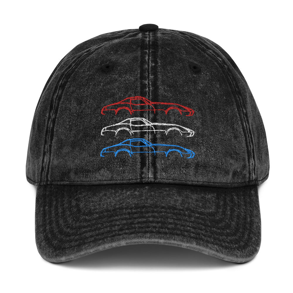 1976 Corvette C3 Outline Patriotic Colors 3rd Gen Vette Owner Vintage Cotton Twill Cap Dad Hat