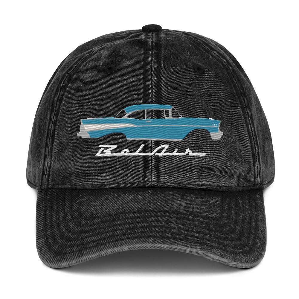 1957 Bel Air Tropical Turquoise Hardtop Antique 57 Chevy Vintage Cotton Twill Cap Dad Hat