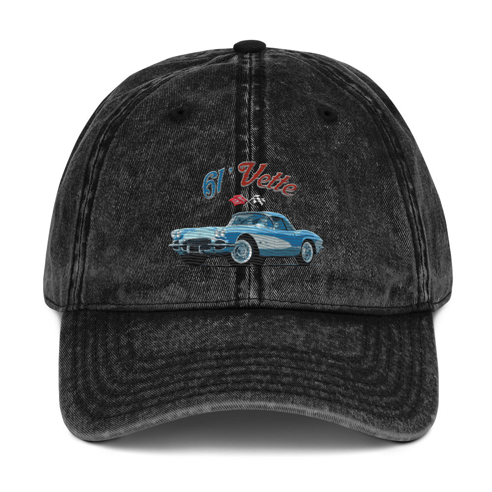 1961 Corvette C1 Jewel Blue 61 Vette Owner Classic Car embroidered Vintage Cotton Twill Cap dad hat