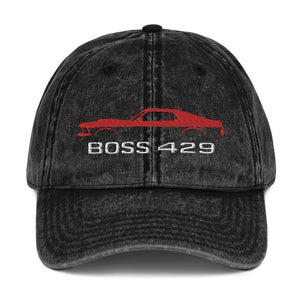 1969 Boss 429 Stang Red Muscle Car Owners Drivers Custom Embroidered Vintage Cotton Twill Cap dad hat