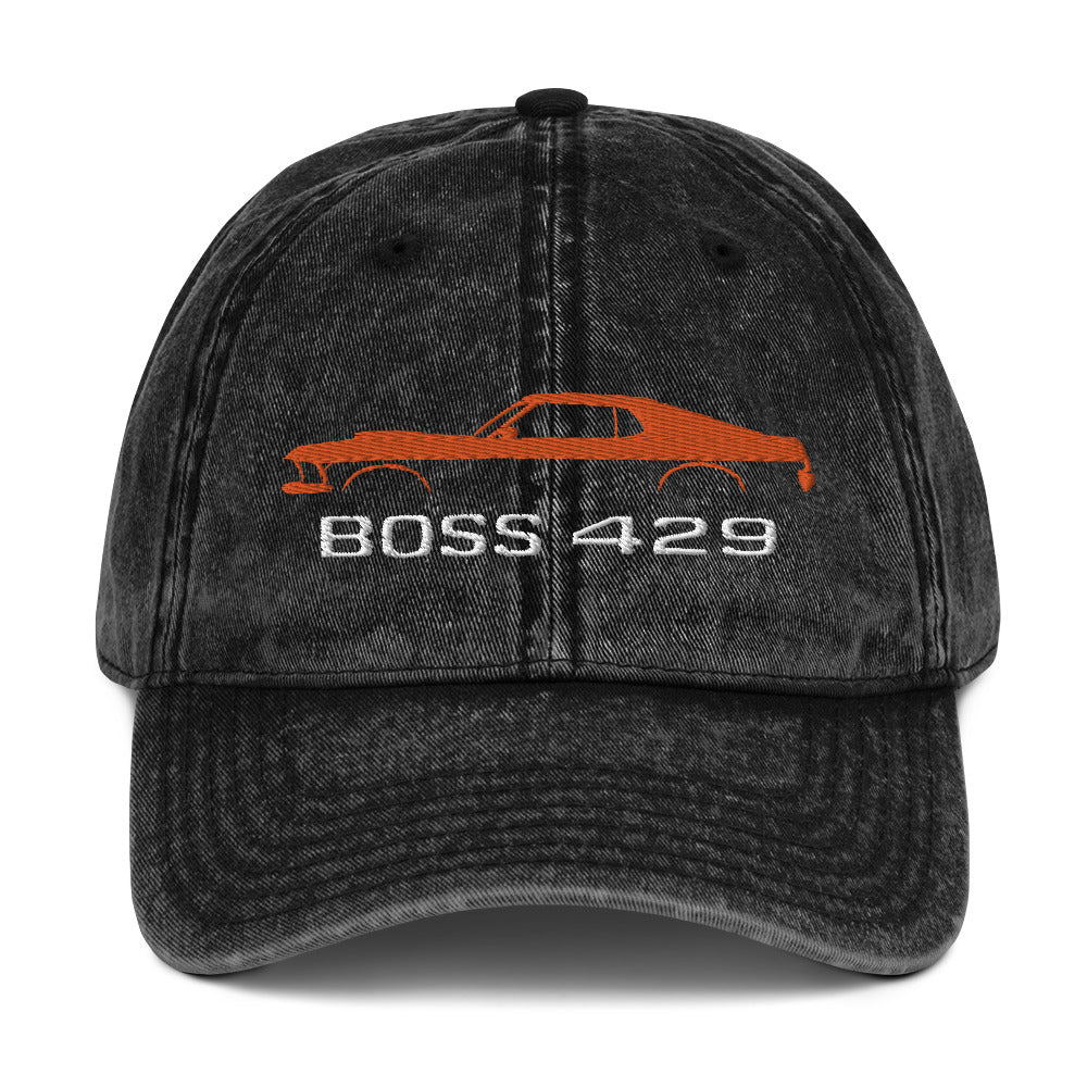 1969 Boss 429 Stang Orange Muscle Car Owners Drivers Custom Embroidered Vintage Cotton Twill Cap dad hat