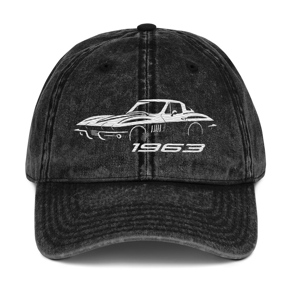 C2 1963 Corvette Classic Vette Owners Automotive Enthusiasts Gear Heads Vintage Cotton Twill Cap