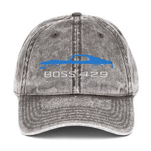 1969 Boss 429 Stang Blue Muscle Car Owners Drivers Custom Embroidered Vintage Cotton Twill Cap dad hat