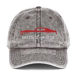 1969 Boss 429 Stang Red Muscle Car Owners Drivers Custom Embroidered Vintage Cotton Twill Cap dad hat