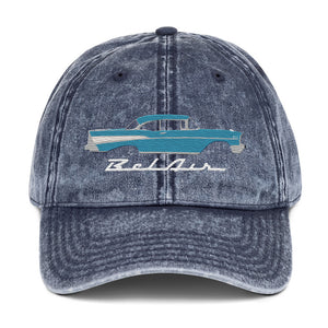 1957 Bel Air Tropical Turquoise Hardtop Antique 57 Chevy Vintage Cotton Twill Cap Dad Hat