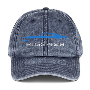 1969 Boss 429 Stang Blue Muscle Car Owners Drivers Custom Embroidered Vintage Cotton Twill Cap dad hat