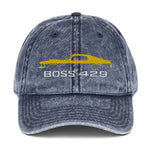 1969 Boss 429 Stang Yellow Muscle Car Owners Drivers Custom Embroidered Vintage Cotton Twill Cap dad hat