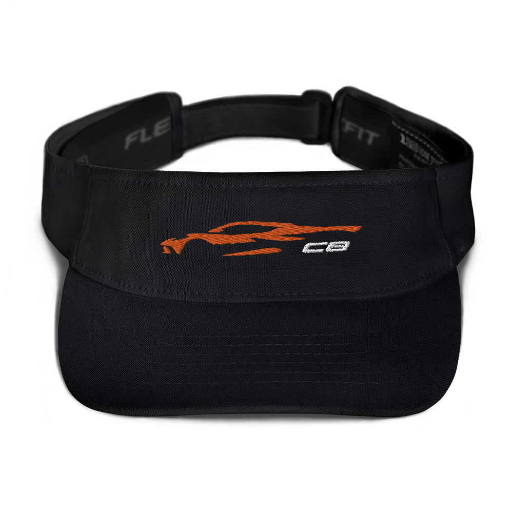 2023 Amplify Orange C8 Outline Silhouette 8th Gen Mid Engine Vette Gift Visor