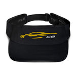 2023 Accelerate Yellow C8 Outline Silhouette 8th Gen Mid Engine Vette Gift Visor