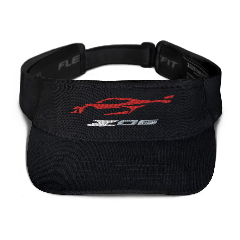 2023 Torch Red C8 Z06 Outline Silhouette 8th Gen Mid Engine Vette Gift Visor