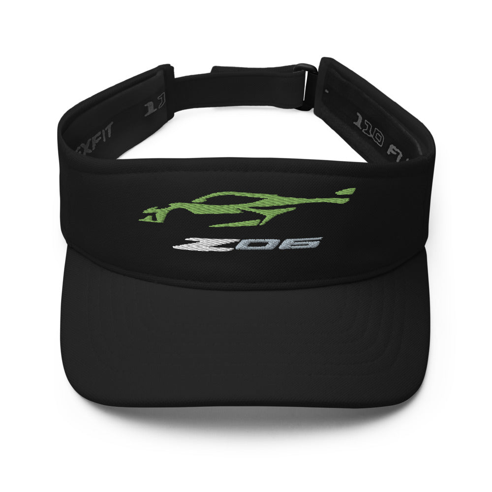 Green C8 Z06 Vette Silhouette Custom Embroidered Visor