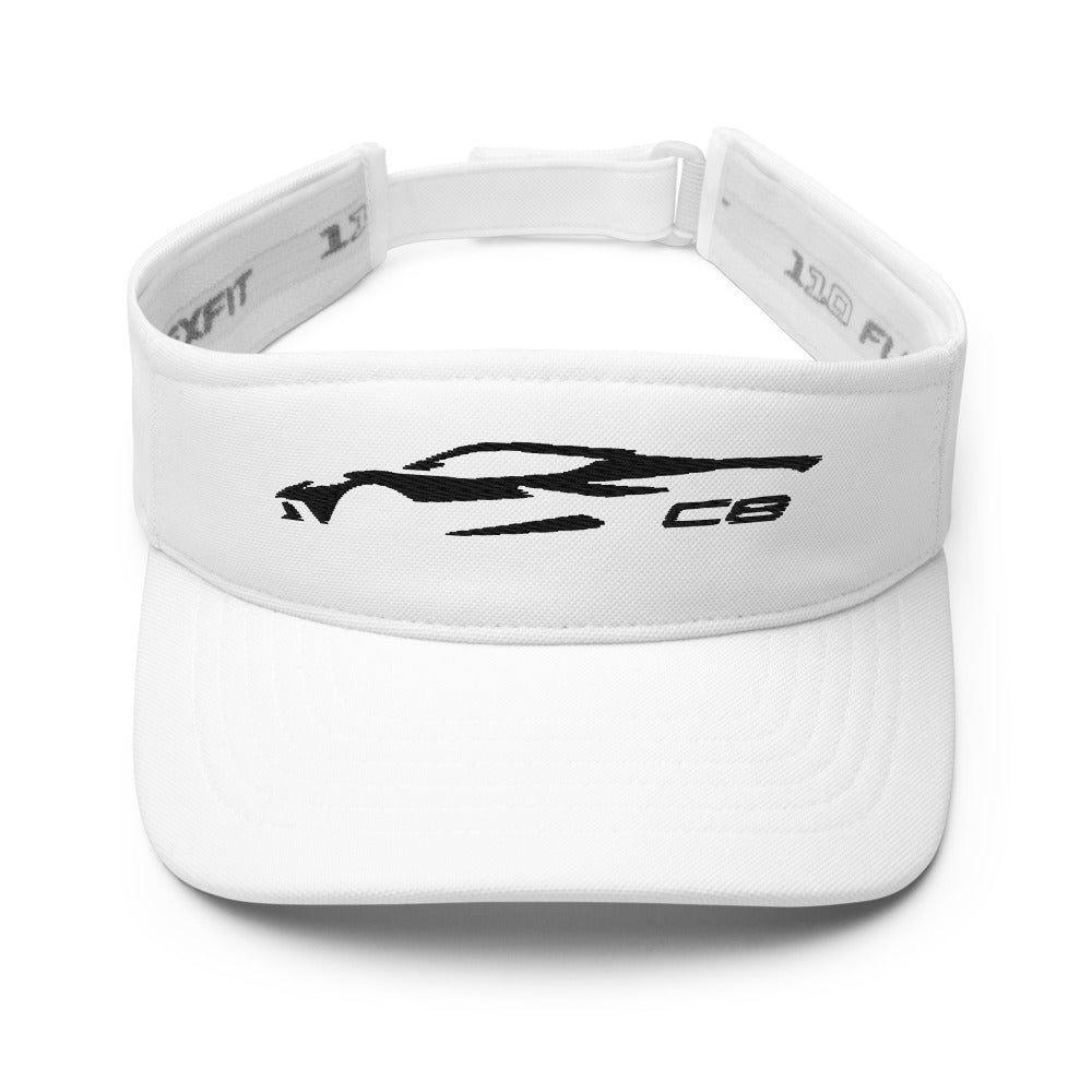 Black C8 Vette Silhouette Custom Embroidered Visor