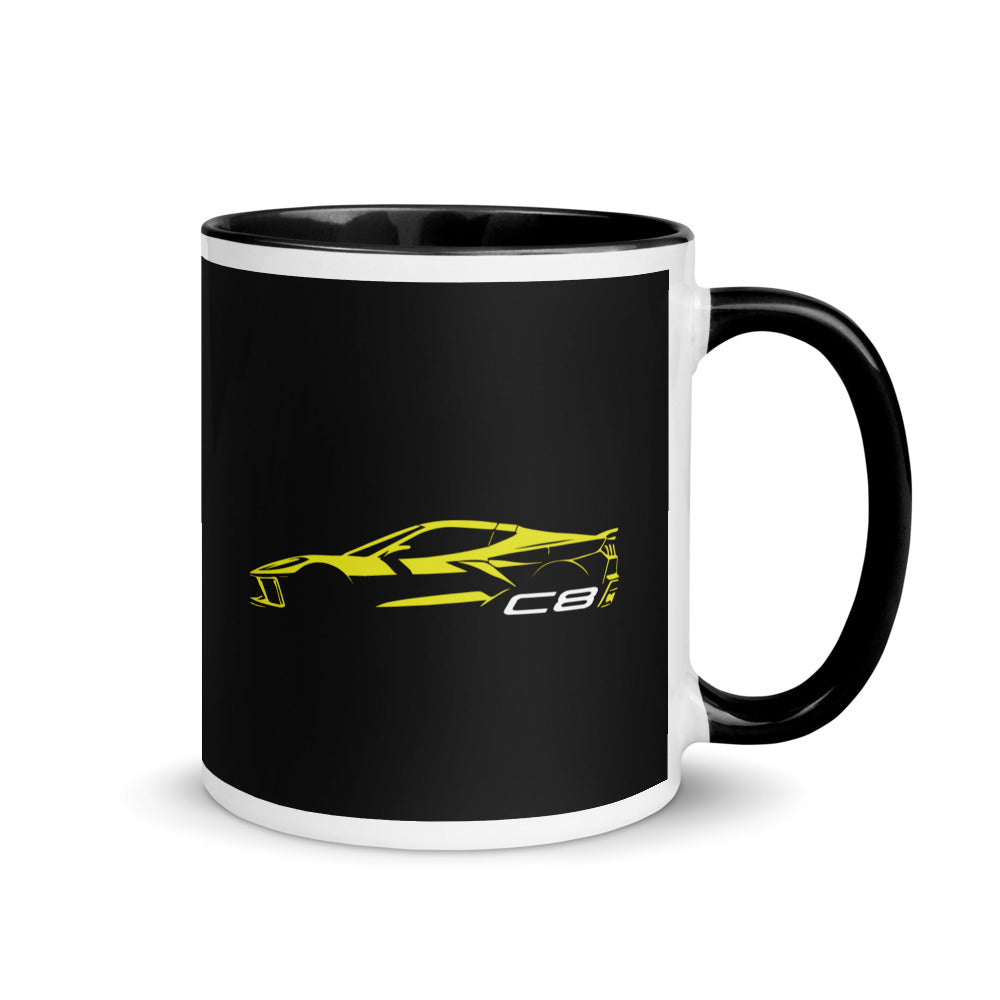 2024 Corvette C8 Vette Drivers Accelerate Yellow Minimalist Silhouette Mug with Color Inside