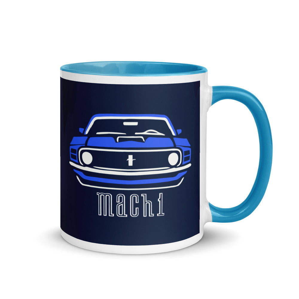 1970 Grabber Blue Mach 1 Stang Owners Classic Muscle Car Enthusiasts Mug with Color Inside