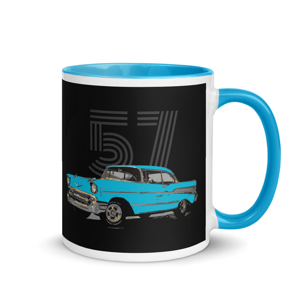 1957 Chevy 57 Bel Air Aqua Teal Antique American Car - Mug with Color Inside