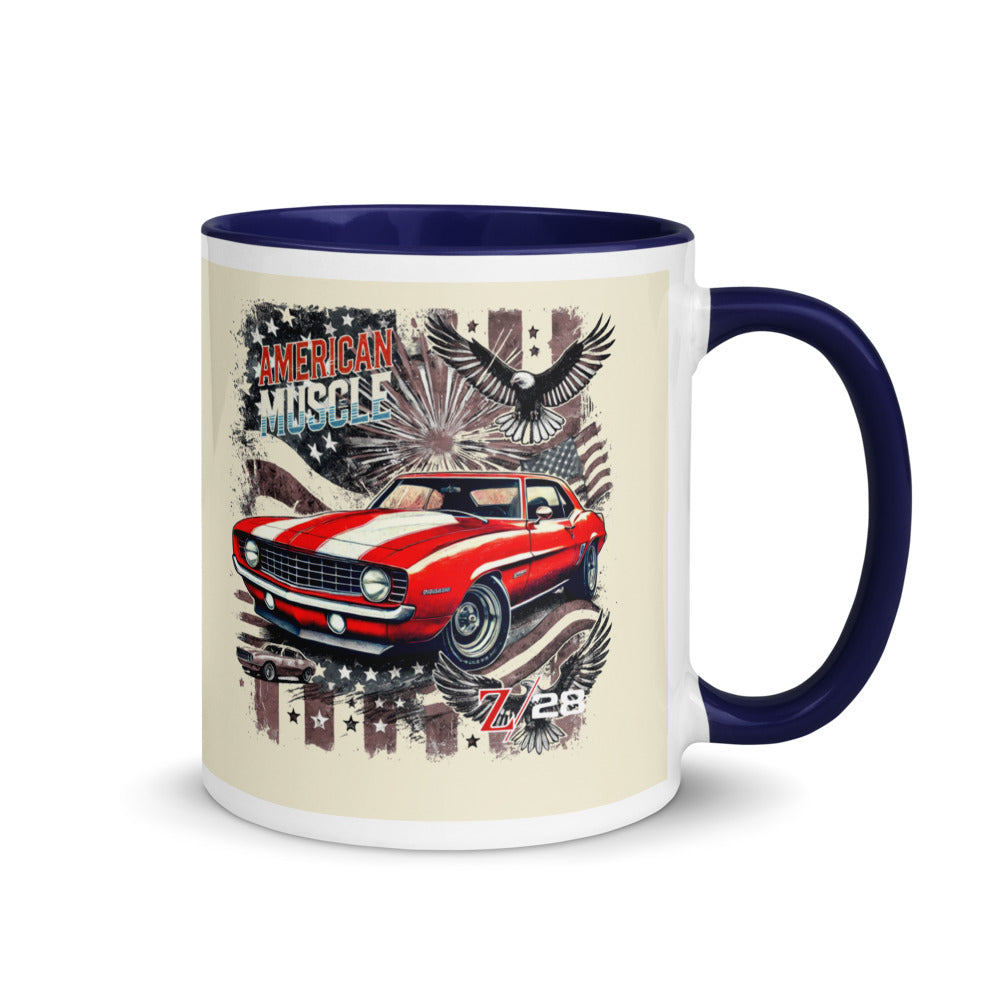 1969 Camaro Z28 Graphic Patriotic Bald Eagles Stars and Stripes Retro Automotive Mug with Color Inside