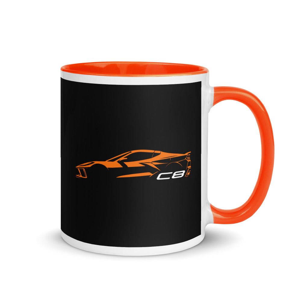 2024 Corvette C8 Vette Drivers Amplify Orange Minimalist Silhouette Mug with Color Inside