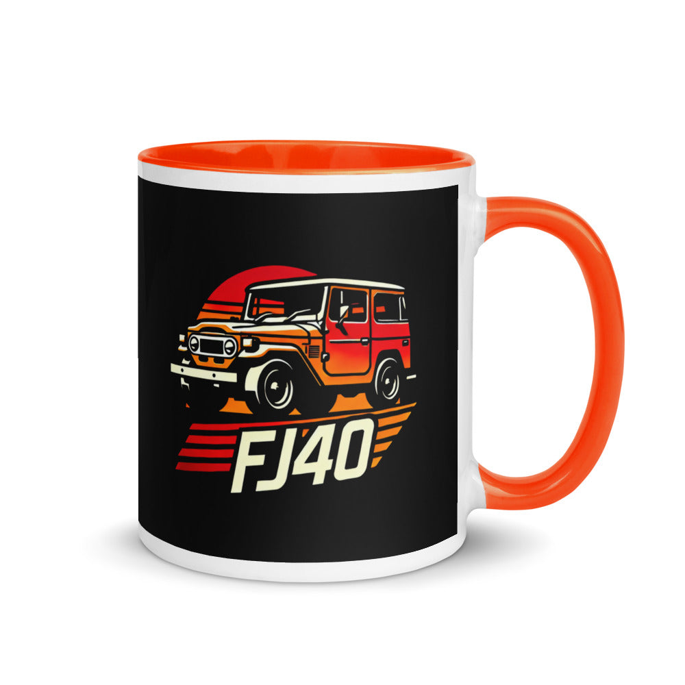 Retro Color FJ40 Old Truck Enthusiasts 4x4 Off Road Landcruiser Mug with Color Inside