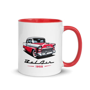 1955 Red Bel Air Chevy Classic Car Owners Antique Automotive 55 Belair Mug with Color Inside