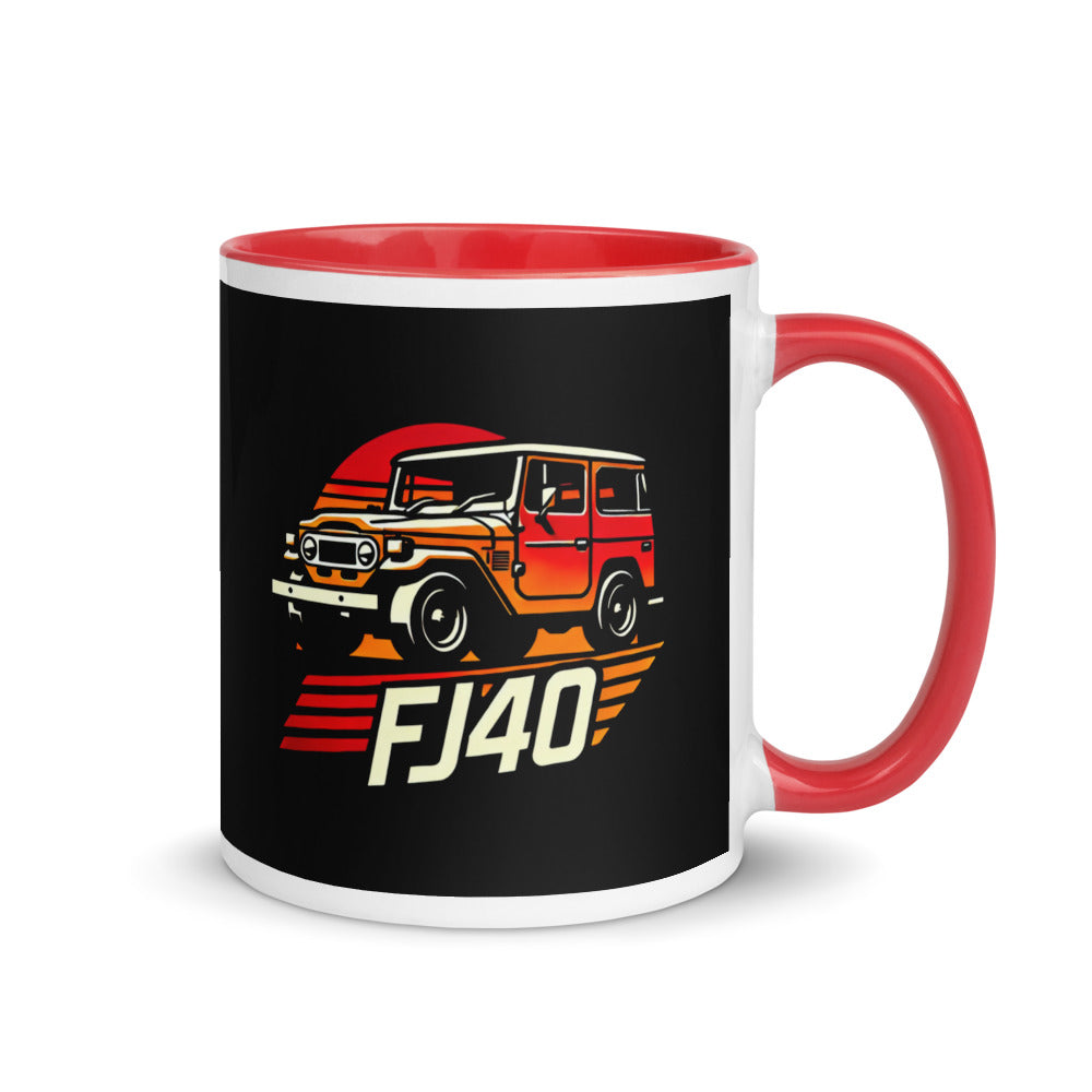 Retro Color FJ40 Old Truck Enthusiasts 4x4 Off Road Landcruiser Mug with Color Inside