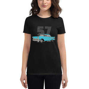 1957 Chevy 57 Bel Air Aqua Teal Antique American Car - Women's short sleeve t-shirt