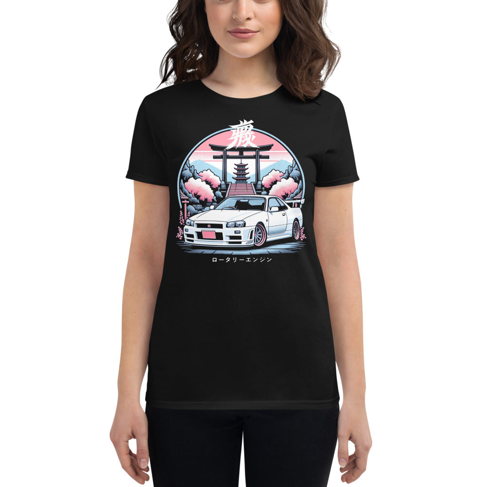 Japanese Aesthetic R34 Skyline GTR JDM Fans 90s Japan Car Culture GT-R Women's t-shirt