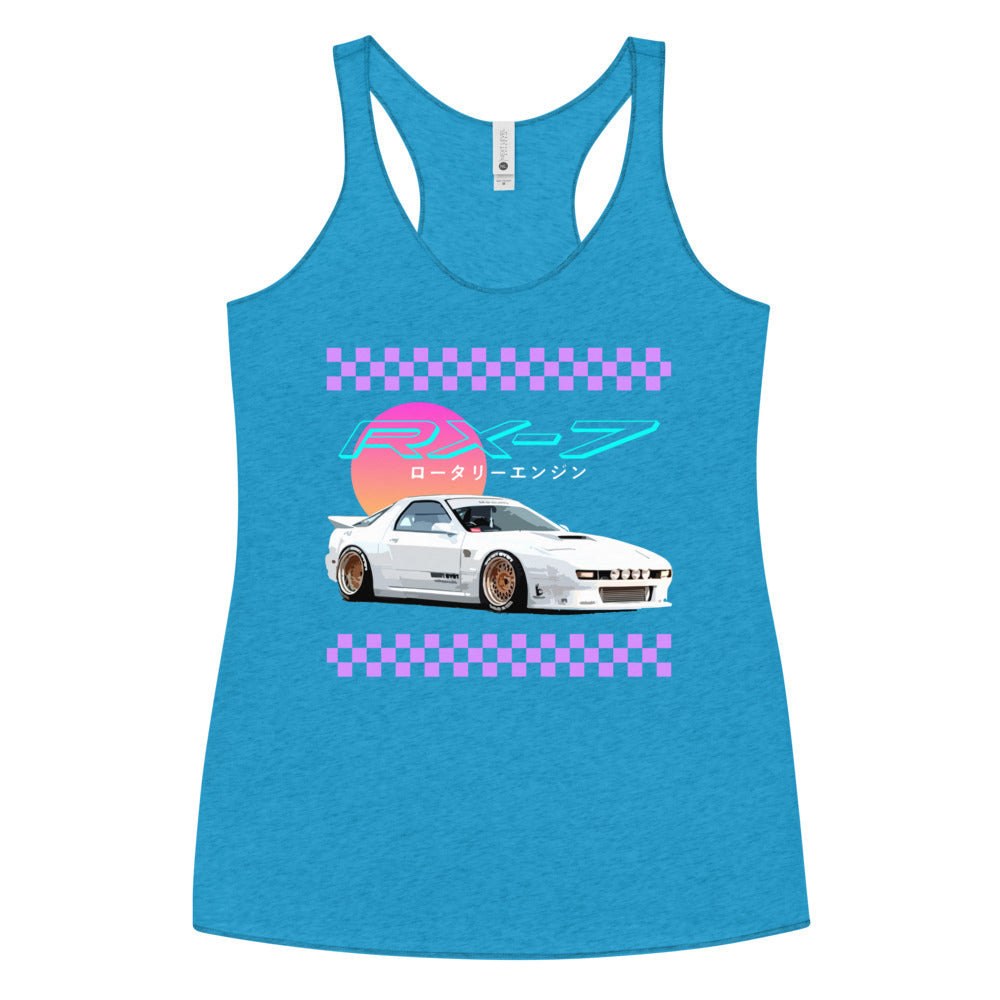 Retro Old School Car Graphic RX-7 80s 90s JDM Nostalgia Aesthetic - Women's Racerback Tank