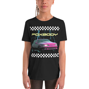 Retro Old School Car Graphic 80s 90s Fox Body Stang Car Meet - Youth Short Sleeve T-Shirt