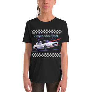 Retro Old School Car Graphic Chevy Monte Carlo SS 80s Aesthetic - Youth Short Sleeve T-Shirt