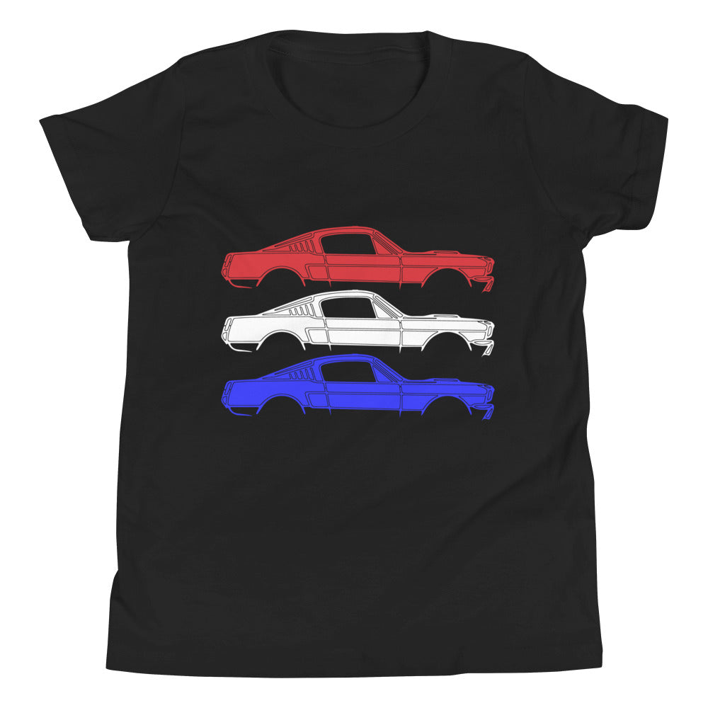 1965 GT350 Stang American Classic Car Patriotic Theme Youth Short Sleeve T-Shirt