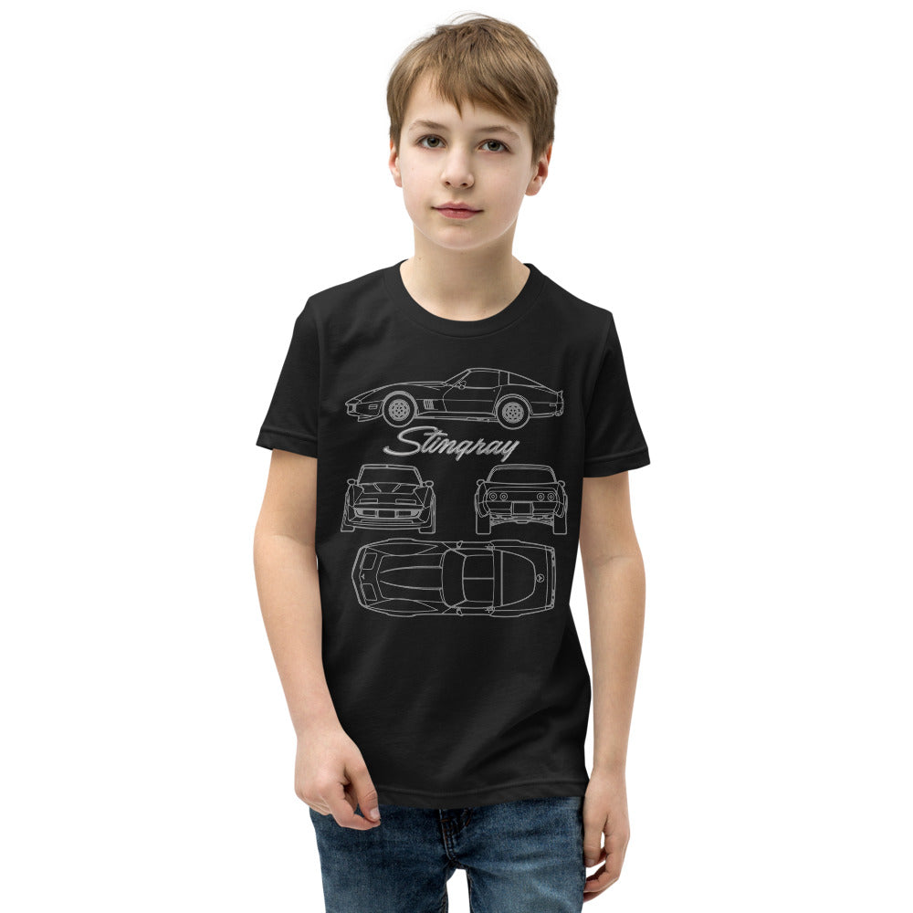 Third Generation Corvette Stingray Youth Short Sleeve T-Shirt for C3 Vette Enthusiasts