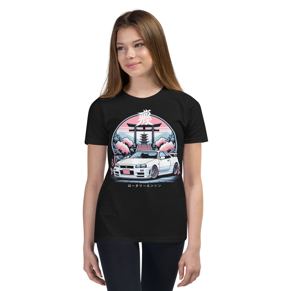 Japanese Aesthetic R34 Skyline GTR JDM Fans 90s Japan Car Culture GT-R Youth T-Shirt