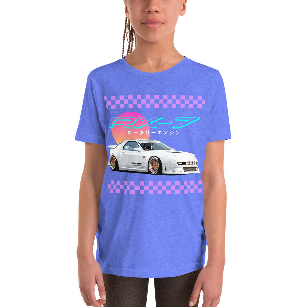 Retro Old School Car Graphic RX-7 80s 90s JDM Nostalgia Aesthetic - Youth Short Sleeve T-Shirt